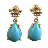 10K Turquoise Crown Earrings