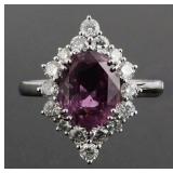 Platinum Pink Sapphire Diamond Ring