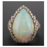 14K Gold Opal & Diamond Ring