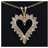 10K Diamond Heart Pendant & Necklace