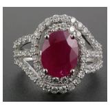 Platinum Burma Ruby Diamond Ring