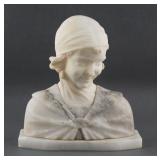 Antique Victorian Carved Marble Bust of a Girl