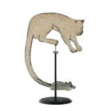 Vtg Kinetic Folk Art Sculpture Cat and Mouse