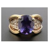 14k Gold 4.4 ct TANZANITE Diamond Ring