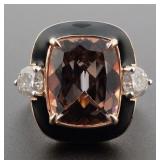14K Gold Morganite & Diamond Ring
