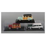 (3) Vintage Diecast Cars Woody Willys Jeep Edsel