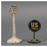 (2) Vintage Cast Iron Arcade Toy Signs