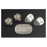 (5) Taxco Modernist Sterling Silver Jewelry Group