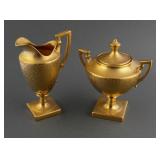 Vtg Weeping Gold Creamer and Sugar Set