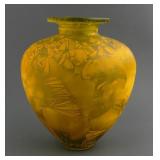 Yellow Satin-Finished Floral Glass Vase