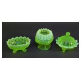 (2) Vintage Uranium Glass Opalescent Compotes