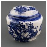 Staffordshire Flow Blue Ironstone Covered Jar
