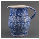 Vintage Spongeware Stoneware Pitcher