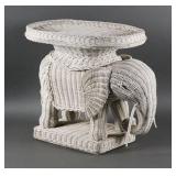 Vtg 1970s Rattan Wicker Elephant Plant Stand Table