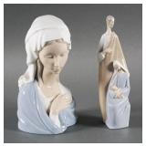 (2) Lladro Figures Holy Family and Madonna