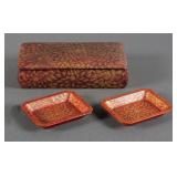 Vintage Maruni Lacquerware Trinket Box and Trays
