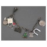 Sterling Charm Bracelet & 10 Charms