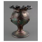 Vintage Pulled Feather Iridescent Art Glass Vessel