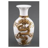 Chinese Blanc de Chine Vase Gold Filigree Dragon