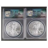(2) 2021(P) ANACS MS70 Silver Eagles