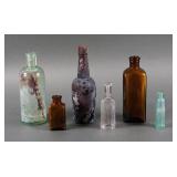 (6) Antique Embossed or Paper Label Bottles