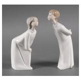 (2) Lladro Figures Girl & Boy Blowing Kisses
