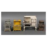 (4) Vintage Cast Iron Toy Stoves and Range