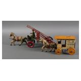 (2) Vintage Tin Litho Horse Drawn Toys