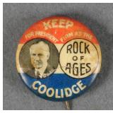Calvin Coolidge 'Rock of Ages' Campaign Button