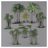 (8) Antique Britains Ltd. Lead Palms Trees Shrubs