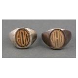 (2) Sterling & 14K Gold Rings