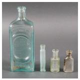 (4) Antique Embossed or Paper Label Bottles