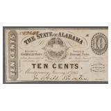 Confederate State of Alabama 10 Cent Note 1863