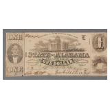 Confederate State of Alabama $1 Dollar Note 1863