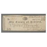 Confederate Bedford Cty Virginia 10 Cent Note 1862