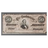 Confederate States of America $50 Bank Note 1864