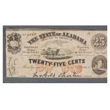 Confederate State of Alabama 25 Cent Note 1863