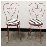 Vintage Pair Heart-Back Ice Cream Parlor Chairs