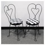 Vintage Pair Heart-Back Ice Cream Parlor Chairs