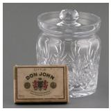 Vtg Waterford Cut Glass Crystal Cigar Jar Humidor