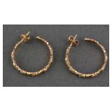 Jabel 14K Gold Rose & Leaf Hoop Earrings
