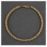 14K Gold Braided Rope Bracelet 7'
