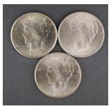 (3) 1925 Peace Silver Dollars