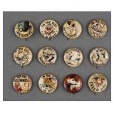 (12) Hassan Cigarettes Comic Pinback Buttons
