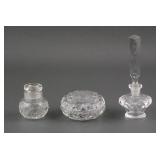 (3) Vintage Crystal Lidded Jars Bottles