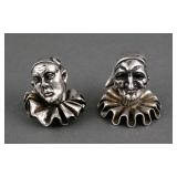 Sterling Pierrot and Harlequin Jester Figures