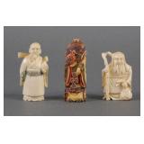 (3) Antique Ivory Netsuke Figures