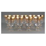 (9) Arte Italica Medici Gold Crystal Water Goblets