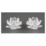 Pair Swarovski Lotus Flower Candlestick Holders