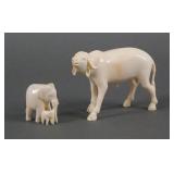 (2) Ivory and Bone Carved Animals